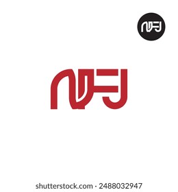 Diseño de monograma de letra de logotipo NFJ