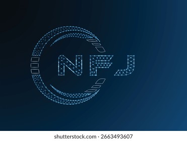 Diseño de Vector de logotipo de letra polivinílica baja NFJ. NFJ diseño de logotipo de poliéster de la flor. Logotipo de poliéster bajo.
