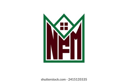 NFM initial letter real estate builders logo design vector. construction ,housing, home marker, property, building, apartment, flat, compartment, business, corporate, house rent, rental, commercial 