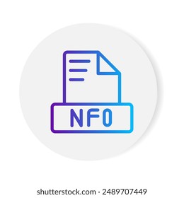 Symbol für Nfo-Dokumentformatdatei. mit Farbverlaufskonturen. Vektorillustration.