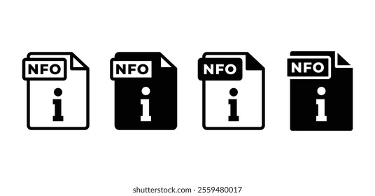 NFO file format document type icon symbol sign vector design black white color simple flat illustration collection isolated