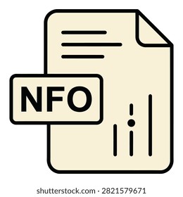 NFO file icon document symbol on white background, file information concept