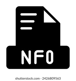 Nfo file icon solid style simple design. document text file icon, vector illustration.