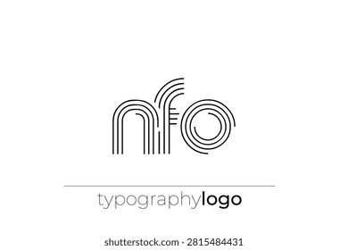 NFO modern geometric typography logo. Modern and stylish composition featuring a monochromatic typography logo illustration designed with intricate lines.