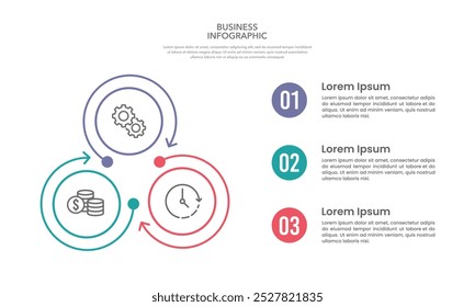 nfographic 3 main processes in business. Business presentation, Banner, Poster and Plan. Vector illustration.
