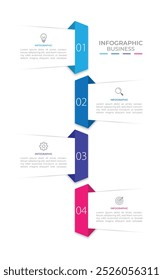 design infográfico com 4 opções ou etapas. Infográficos para o conceito de negócios. Pode ser usado para layout de fluxo de trabalho de apresentações, banner, processo, diagrama, fluxograma, gráfico de informações, relatório anual.