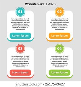 nfographic elements design template, business concept with 4 steps or options, can be used for workflow layout, diagram, annual report, web design. Creative banner, label vector.