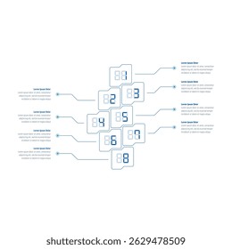 nfographic template with electronic numbers. eight steps infographic template. infographic template for business, education, technology world