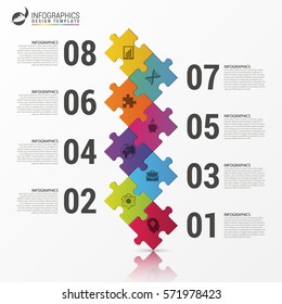 nfographics design. Timeline template. Puzzle concept. Vector illustration
