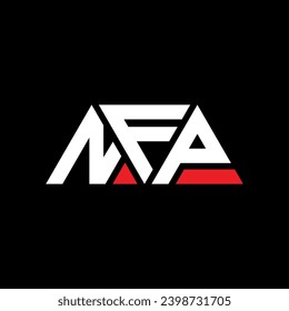 Diseño del logotipo de la letra triangular de NFP con forma triangular. Monograma de diseño del logotipo del triángulo de NFP. Plantilla de logotipo vectorial de triángulo NFP con color rojo. Logo triangular de NFP Diseño sencillo, elegante y lujoso.