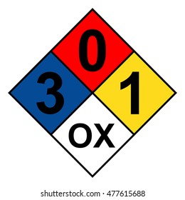 NFPA 704 Diamond 3-0-1-OX Sign, Vector Illustration