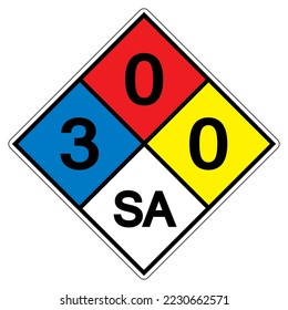 NFPA Daimond 704 3-0-0 SA Symbol Sign, Vector Illustration, Isolate On White Background Label. EPS10