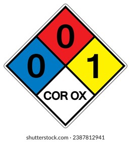 NFPA Diamond 704 0-0-0 COR OX Symbol Sign, Vector Illustration, Isolate On White Background Label. EPS10