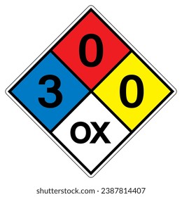 NFPA Diamond 704 3-0-0 OX Symbol Sign, Vector Illustration, Isolate On White Background Label. EPS10