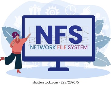 NFS - Network File System acronym. business concept background. vector illustration concept with keywords and icons. lettering illustration with icons for web banner, flyer, landing page