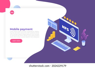 NFS - Network File System isometric. Vector illustration.