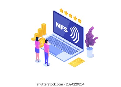 NFS - Network File System isometric. Vector illustration.