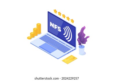 NFS - Network File System isometric. Vector illustration.