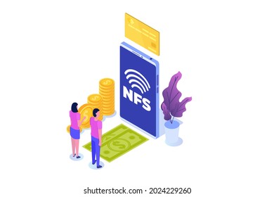 NFS - Network File System isometric. Vector illustration.