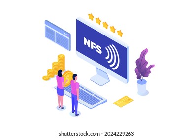 NFS - Network File System isometric. Vector illustration.