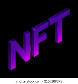 NFT 3D Logo. Isolierte grafische Elemente auf schwarzem Hintergrund. Vektorgrafik