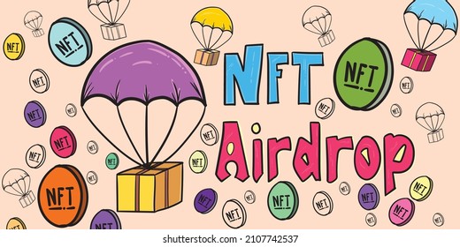 NFT airdrop letter, with coins drop.Suitable for ilustrated faucet, NFT reward, airdrops or other crypto currency articles