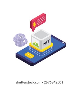 Ilustración vectorial isométrica de análisis NFT.