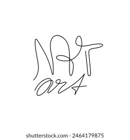 Nft art calligraphic inscription hand lettering continuous line drawing, design template. Creative typography for small tattoo, print for clothes greeting card, gift poster, banner 