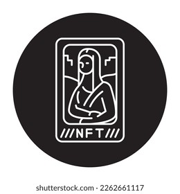 Nft art color line icon. Blockchain technology in digital crypto art. Pictogram for web page.