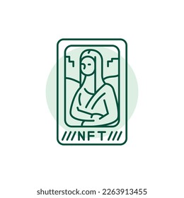 Nft art color line icon. Blockchain technology in digital crypto art. Pictogram for web page.