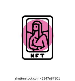 Nft art color line icon. Digital crypto art. Outline pictogram for web page, mobile app, promo