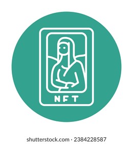 Nft art color line icon. Digital crypto art. Outline pictogram for web page, mobile app, promo