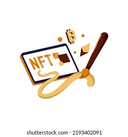 nft art flat Illustration cryptocurrency exchange concept coklat, yellow, orange color, Hand Drawn style , perfect for ui ux design, website, branding projects, iklan, social media post