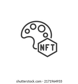 NFT art line icon. linear style sign for mobile concept and web design. Non fungible token palette outline vector icon. Symbol, logo illustration. Vector graphics