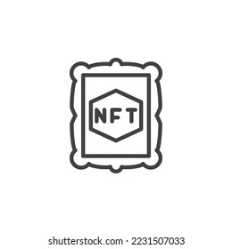 Icono de línea de arte de NFT. signo de estilo lineal para concepto móvil y diseño web. Icono de vector de contorno de token no fungible. Símbolo, ilustración del logotipo. Gráficos vectoriales