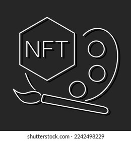 NFT art line icon. linear style sign for mobile concept and web design. Non fungible token palette outline vector icon. Symbol, logo illustration. Vector graphics