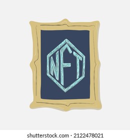 Obra maestra de vector de token de arte de NFT en marco