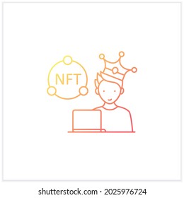 NFT artist gradient icon. Content creator. Crypto artist. Creating more NFTs works. Having copyright. Isolated vector illustration.Suitable to banners, mobile apps and presentation