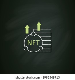NFT Asset Chalk Symbol. Einzigartige digitale Objekte. Wachstum. Kryptowährungskonzept. Einzige Vektorgrafik auf der Tafel 