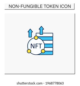 NFT asset color icon. Unique digital assets. Growth. Cryptocurrency concept. Isolated vector illustration 