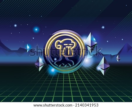 NFT background in retro style. Banner Non-fungible token. Bored ape NFT collection.