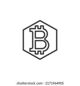 NFT bitcoin line icon. linear style sign for mobile concept and web design. Non fungible token outline vector icon. Symbol, logo illustration. Vector graphics