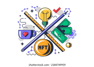 Nft blockchain financial project developing vector