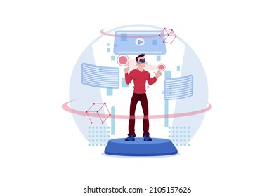 NFT - Blockchain Technology Illustration concept. Flat illustration isolated on white background.