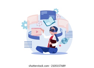 NFT - Blockchain Technology Illustration concept. Flat illustration isolated on white background.