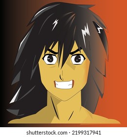 nft boy man long hair face illustration