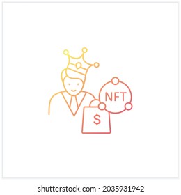 Icono de gradiente de comprador NFT. Obtener posesión del archivo digital original. Comprando archivos NFT. Concepto de digitalización. Ilustración vectorial aislada.Adecuada para banners, aplicaciones móviles y presentación