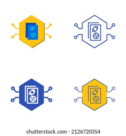 Icono de tarjeta NFT establecido en estilo plano y de línea. Concepto de token no fungible. Ilustración vectorial.