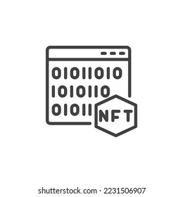NFT code line icon. linear style sign for mobile concept and web design. Non fungible token code outline vector icon. Symbol, logo illustration. Vector graphics