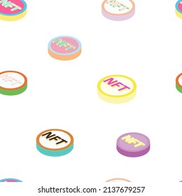  NFT coin isometric vector  seamless pattern